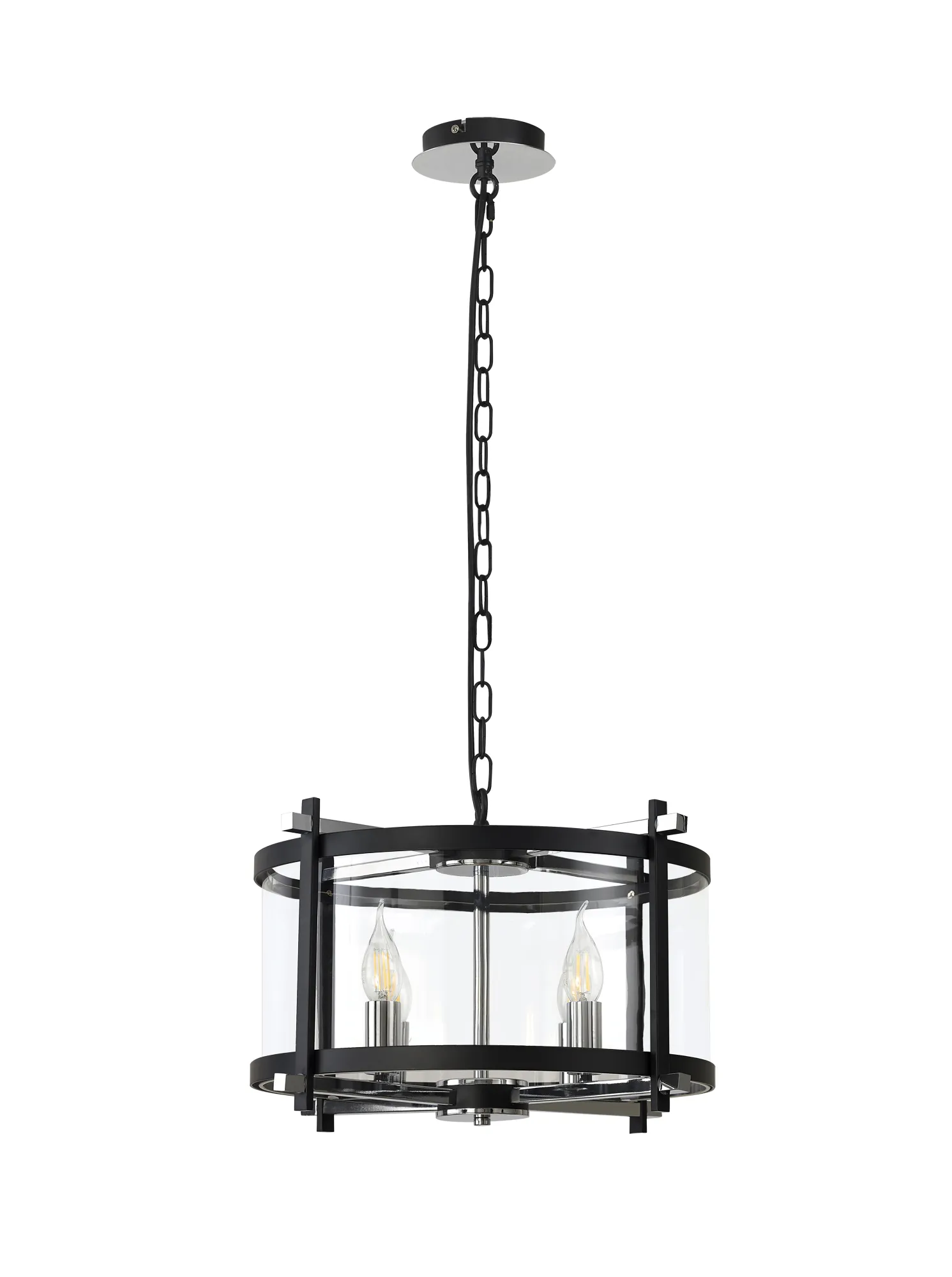 Nolan 46cm Glass Pendant 4 Light Black/Polished Chrome D0640  Deco Nolan